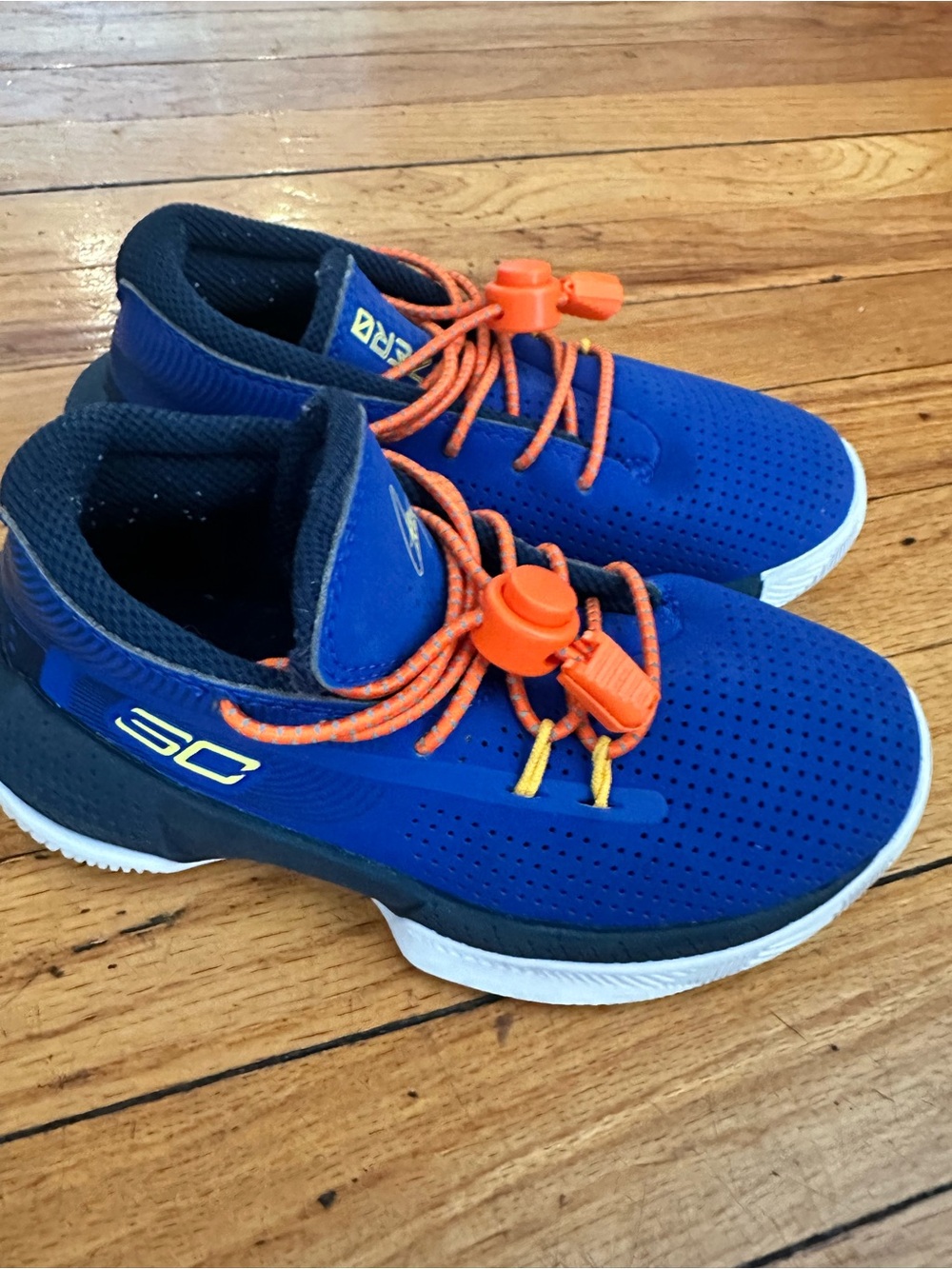Under Armour Curry SC 3ZER0 III Basketball Shoes Kids 12K Blue/Orange + Box
